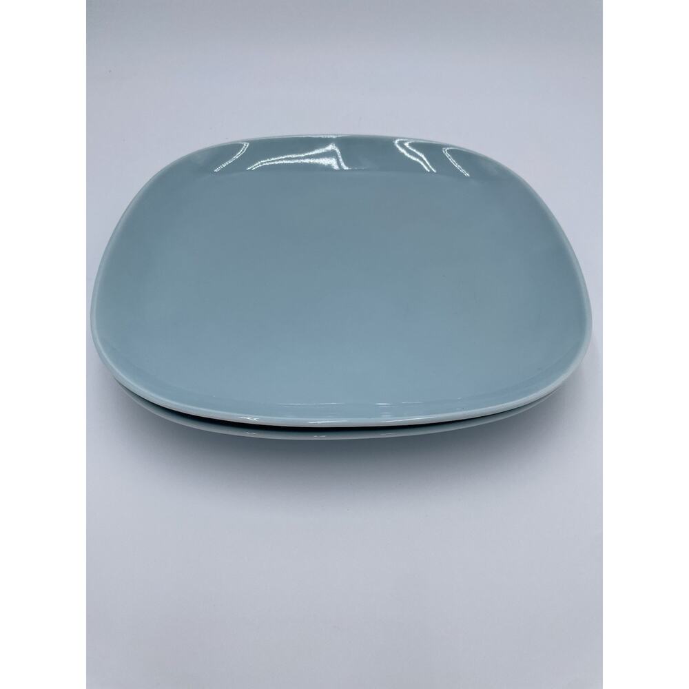 Set of 2 IKEA 365+ SUSAN PRYKE TURQUOISE BLUE SQUARE 9 3/4" DINNER PLATES - Picture 7 of 7